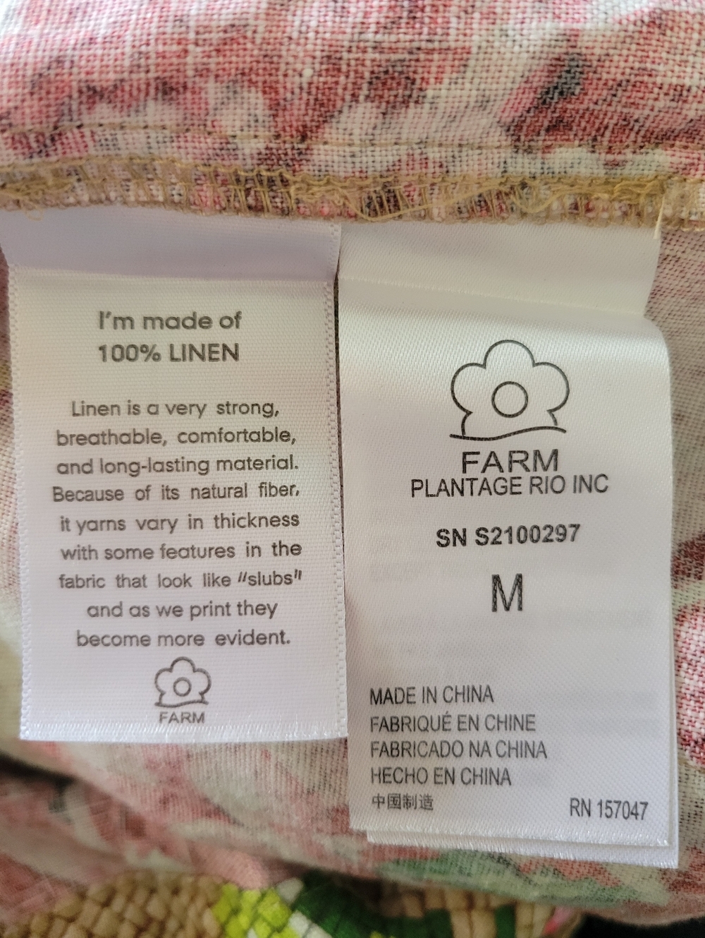 NWT Farm Rio Romper Woven Floral Crossed Back Frilled 100% Linen Multi Boho MD - Picture 15 of 16